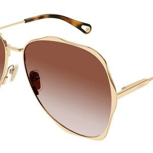 Golden Tortoiseshell Metal Aviator Sunglasses